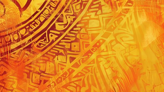 Fototapeta yellow orange tribal hawaiian cotton print background, 16:9