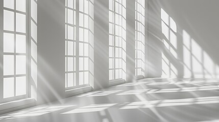 Abstract white background with window shadow. Vector illustration. all focus, brightness, daylight, bright room light, volumetric lighting.