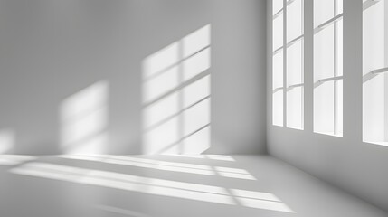 Obraz premium Abstract white background with window shadow. Vector illustration. all focus, brightness, daylight, bright room light, volumetric lighting.