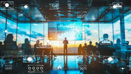 Innovative workspace with virtual data and collaborative business activities