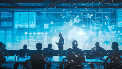 Innovative workspace with virtual data and collaborative business activities