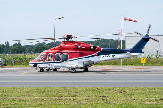 Den Helder, Netherlands -June 7, 2024: CHC Helicopters AgustaWestland AW139 with registration PH-SHP