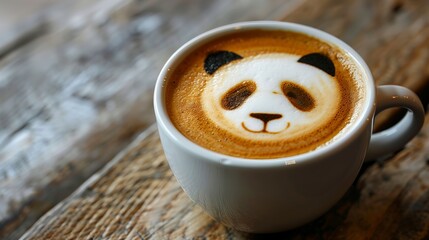 Panda Latte Art Close-Up