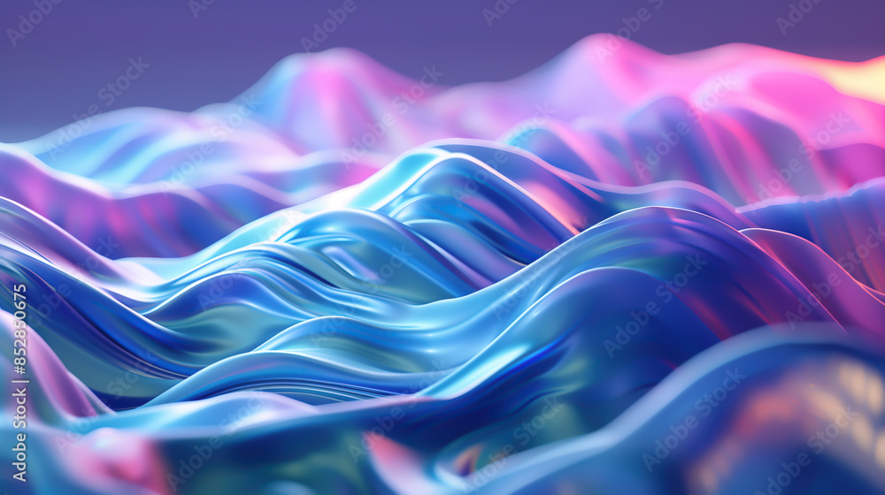 Fototapete dynamic 3d wave shapes with varying amplitudes and frequencies, illuminated with diffused lighting t