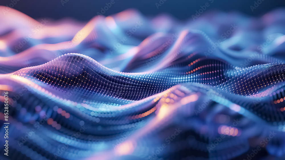 Fototapete dynamic 3d wave shapes with varying amplitudes and frequencies, illuminated with diffused lighting t