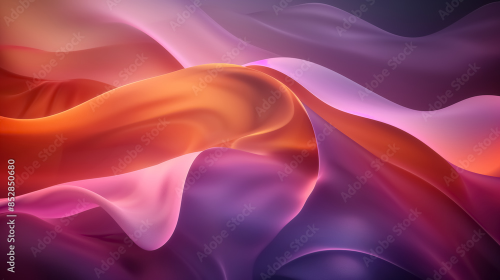 Poster flowing 3d wave shapes with smooth curves and vibrant gradients