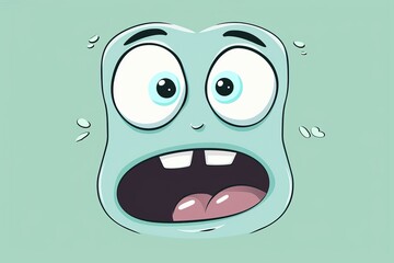 Cartoon face with large expressive eyes and surprised expression