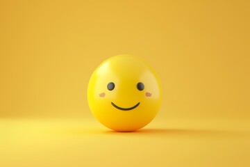 Fototapeta premium 3D emoji face on yellow background showing simple and cheerful design