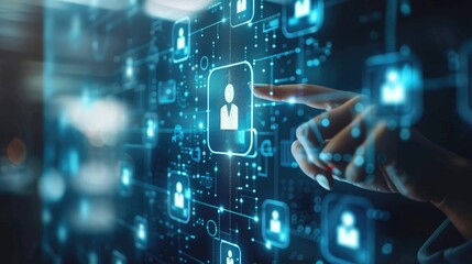 Fototapeta premium Business concept of an employer using a digital platform to find and recruit people for job positions, Hiring and recruitment processes