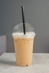 iced coffee in the plastic cup