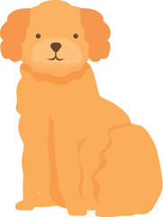 Cartoon illustration of a friendly golden doodle dog sitting patiently