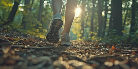 Fototapeta premium Walking Through the Woods on a Sunny Day