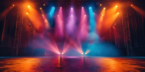 Stage Lights Illuminate a Dark Venue