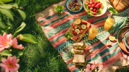 Fototapeta premium Array of Desserts on Picnic Blanket