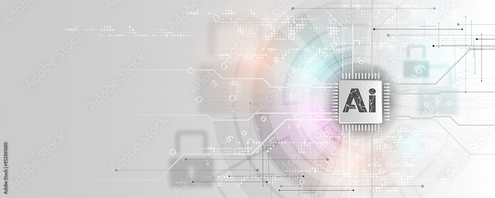 Poster technology concept background image, circuit board, network, communication chip, computer processing