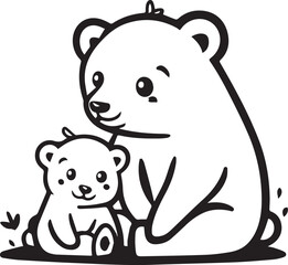 bear line art vector illustration