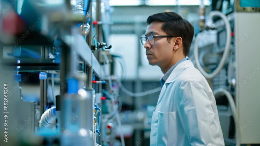 Aufkleber a man is standing in front of a machine in a factory, overseeing its operation, an engineer surround