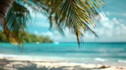 Naklejka premium Summer sand and tropical sea background with abstract stone podium