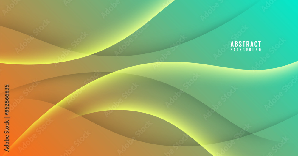 Poster 3d colorful abstract background overlap layer on bright space with waves effect decoration. minimali