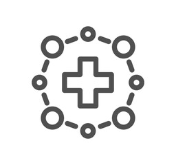 Obraz premium Hospital and medical care related icon outline and linear vector. 