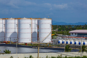 View of the new installation crude oil storage tank in the tank farm. storage tanks can be used to...