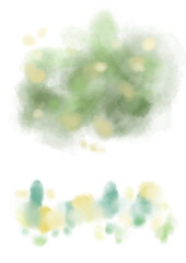 水彩で描いた菜の花の装飾セット