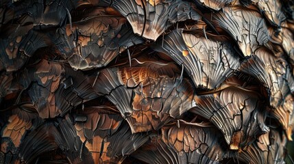 Close up of the palm tree bark from the front perspective