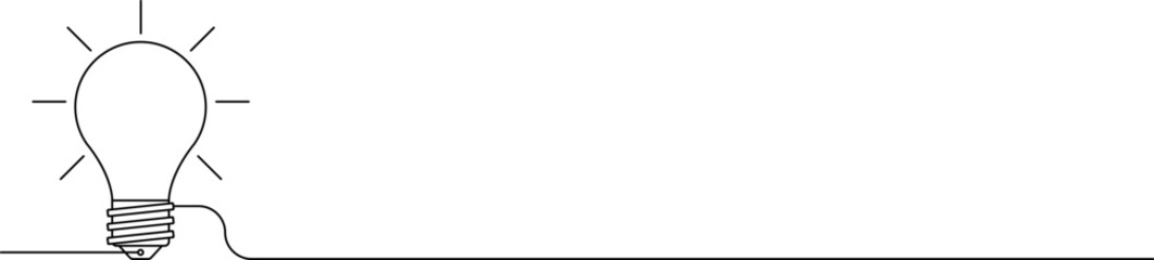 Light bulb in one continuous line drawing. Innovation symbol and creative concept. Brainstorm and education symbol. Doodle Vector illustration