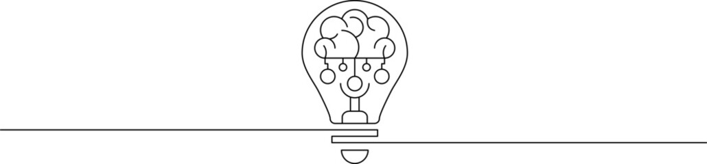 Light bulb in one continuous line drawing. Innovation symbol and creative concept. Brainstorm and education symbol. Doodle Vector illustration