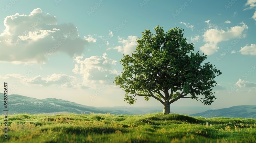 Poster on world environment day showcase a lone tree against a backdrop perfect for adding graphic elements