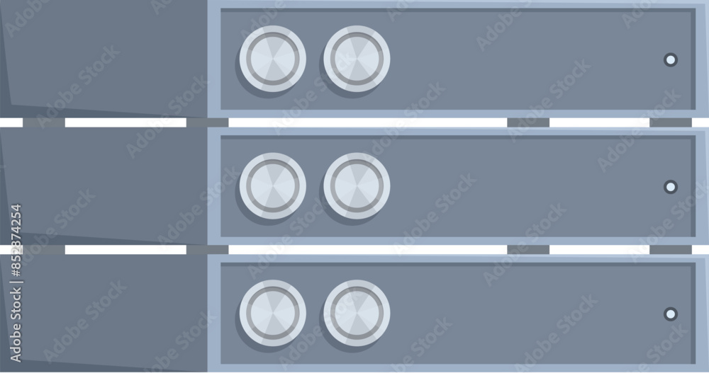Poster stack of servers is shown, representing the concept of data storage and processing in a modern techn