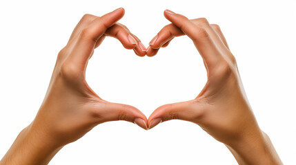 Obraz premium Hands forming heart shape on white background