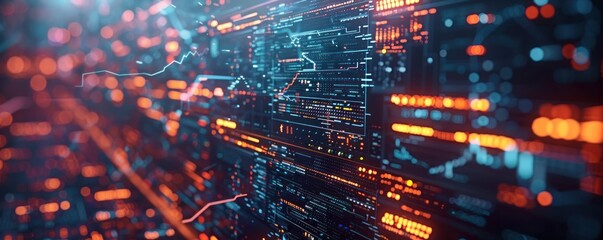 Obraz premium Cryptocurrency transactions in progress, modern digital interface, side view, highlighting secure exchange, futuristic tone, vivid color scheme