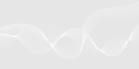 Gray and white abstract background with flowing particles. Digital future technology concept. Abstract white paper wave background and abstract gradient and white wave curve lines.	