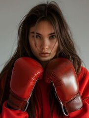Portrait of woman boxer