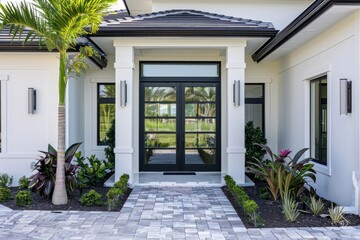 Double Black Front Door in Florida House