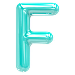 Font F Turquoise Color 3D Render