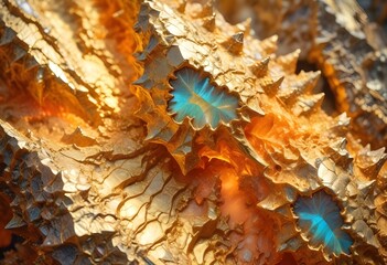 sunlit rock formations with a golden hue, emphasizing the warmth and the harsh environment create with ai