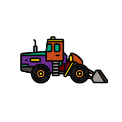Original vector illustration. Contour icon of a bulldozer on wheels.