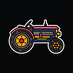 Original vector illustration. The contour icon of a retro tractor, agricultural and industrial purpose.