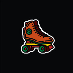 Original vector illustration. A contour icon. Vintage roller skates.
