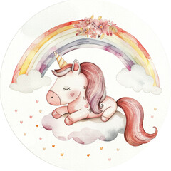 Animals's sleeping on the cloud and rainbow