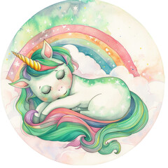 Animals's sleeping on the cloud and rainbow