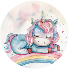 Animals's sleeping on the cloud and rainbow