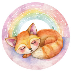 Animals's sleeping on the cloud and rainbow