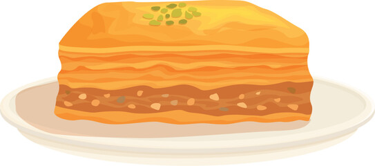 Tempting illustration of baklava, showcasing its flaky layers and nutty filling, a true delight for dessert lovers