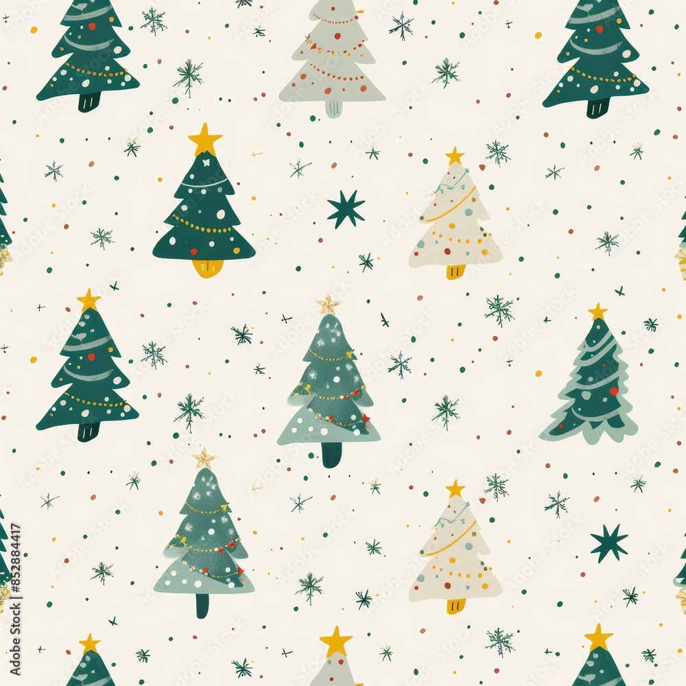 Poster intricate and festive christmas themed pattern displayed on a solid light background
