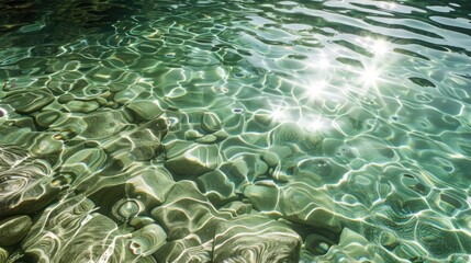 Fototapeta premium Sunny day reflections on clear water surface