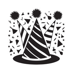 Party Hats Shilaoutte Vector Art Design For Birthday