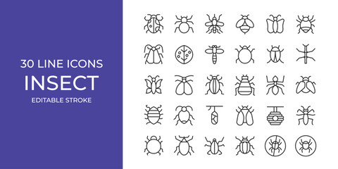insect icon illustration stock editable stroke. bugs, spider, ant and more © Recreativeind